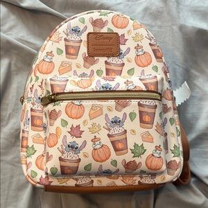 Disney Loungefly Backpack with Stitch and Pumpkin Design